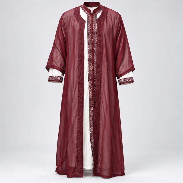 Bisht Bordeaux sur Qamis Ivoire