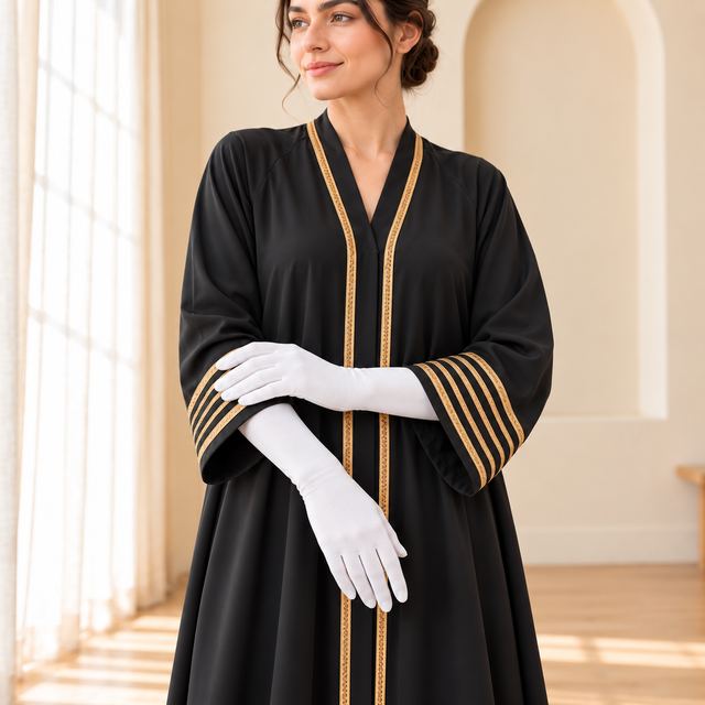 Gants blancs longs sous abaya noire