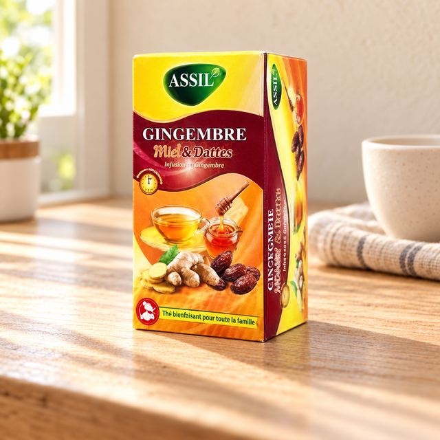 Assil, Infusion Gingembre Miel & Dattes, thé bienfaisant pour toute la famille