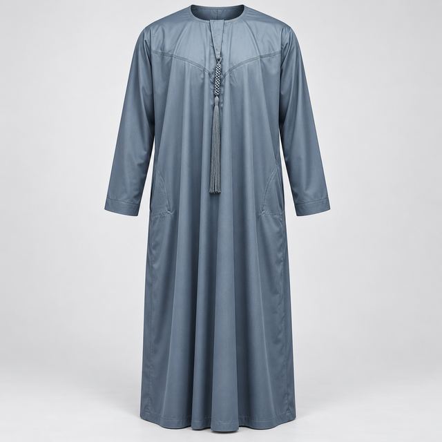 Qamis Bleu Ardoise, cordon tressé